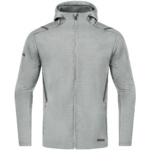 CHAQUETA DE OCIO JAKO CHALLENGE CON CAPUCHA, GRIS CLARO-ANTRACITA HOMBRE.