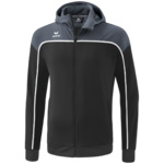 ERIMA CHANGE TRAINING JACKET WITH HOOD, BLACK GREY-SLATE GREY-WHITE KIDS.