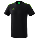 ERIMA ESSENTIAL 5-C CAMISETA MANGA CORTA, NEGRA-VERDE GECKO HOMBRE.