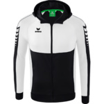 ERIMA SIX WINGS TRAINING JACKET WITH HOOD, BLACK-WHITE KIDS. 