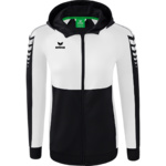 ERIMA SIX WINGS TRAINING JACKET WITH HOOD, BLACK-WHITE WOMEN. 