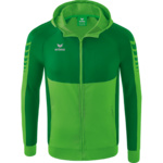 ERIMA SIX WINGS TRAINING JACKET WITH HOOD, GREEN-EMERALD KIDS. 