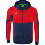 ERIMA SIX WINGS TRAINING JACKET WITH HOOD, NEW NAVY-RED KIDS.