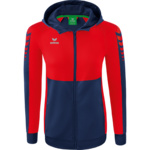 ERIMA SIX WINGS TRAINING JACKET WITH HOOD, NEW NAVY-RED WOMEN. 