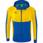 ERIMA SIX WINGS TRAINING JACKET WITH HOOD, NEW ROYAL-YELLOW KIDS.