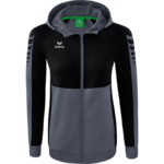 ERIMA SIX WINGS TRAINING JACKET WITH HOOD, SLATE GREY-BLACK WOMEN. 