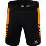 ERIMA SIX WINGS WORKER SHORTS, BLACK-NEW ORANGE KIDS.