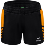 ERIMA SIX WINGS WORKER SHORTS, BLACK-NEW ORANGE WOMEN.