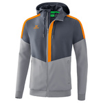 ERIMA SQUAD CHAQUETA CON CAPUCHA, GRIS PIZARRA-GRIS-NARANJA HOMBRE.