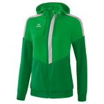 ERIMA SQUAD CHAQUETA CON CAPUCHA, VERDE-ESMERALDA-PLATA MUJER.