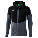 ERIMA SQUAD CHAQUETA ENTRENAMIENTO CON CAPUCHA, NEGRO-PLATA HOMBRE.