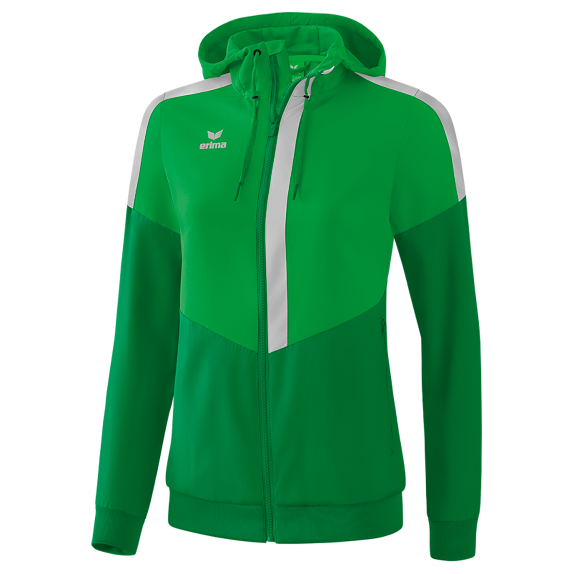 ERIMA SQUAD TRACK TOP JACKET WITH HOOD, GREEN-EMERALD-SILVER WOMEN.