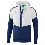 ERIMA SQUAD TRACK TOP JACKET WITH HOOD, WHITE-NAVY-SLATE GREY MEN.