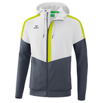 ERIMA SQUAD TRACK TOP JACKET WITH HOOD, WHITE-SLATE GREY-LIME MEN.