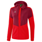 ERIMA SQUAD TRAINING JACKET WITH HOOD, BURDEAUX-RED WOMEN.