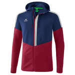 ERIMA SQUAD TRAINING JACKET WITH HOOD, NAVY-BORDEAUX-SILVER KIDS.