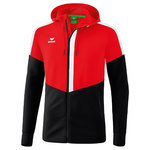 ERIMA SQUAD TRAINING JACKET WITH HOOD, RED-BLACK-WHITE KIDS.