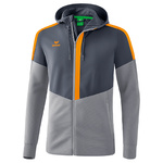 ERIMA SQUAD TRAINING JACKET WITH HOOD, SLATE GREY-GREY-ORANGE KIDS.