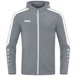 JAKO POWER HOODED JACKET, STONE GREY-WHITE-MEN.