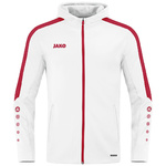 JAKO POWER HOODED JACKET, WHITE-RED-KIDS.