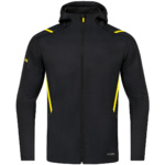 LEISURE JACKET JAKO CHALLENGE WITH HOOD, BLACK MELANGE-CITRO MEN.