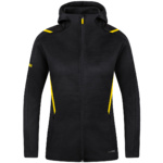 LEISURE JACKET JAKO CHALLENGE WITH HOOD, BLACK MELANGE-CITRO WOMEN.