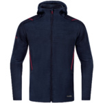 LEISURE JACKET JAKO CHALLENGE WITH HOOD, SEABLUE MELANGE-MAROON MEN.