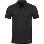 POLO JAKO CHALLENGE MANGA CORTA, NEGRA MELANGE-VERDE HOMBRE.