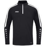 SUDADERA ZIP TOP JAKO POWER, NEGRA-BLANCA NIÑO.