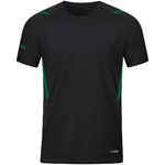 T-SHIRT JAKO CHALLENGE, BLACK MELANGE-SPORT GREEN KIDS.