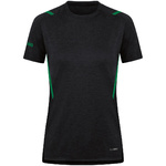 T-SHIRT JAKO CHALLENGE, BLACK MELANGE-SPORT GREEN WOMEN.