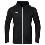 TRAINING JACKET JAKO CHALLENGE WITH HOOD, BLACK-WHITE KIDS.