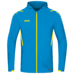 TRAINING JACKET JAKO CHALLENGE WITH HOOD, JAKO BLUE-NEON YELLOW MEN.