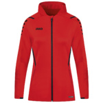 TRAINING JACKET JAKO CHALLENGE WITH HOOD, RED-BLACK WOMEN.