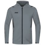 TRAINING JACKET JAKO CHALLENGE WITH HOOD, STONE GREY-BLACK KIDS.